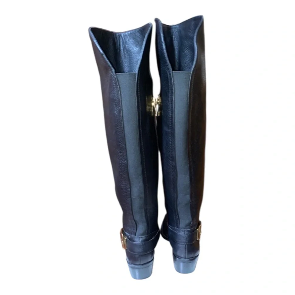 Vince Camuto Black Leather‎ knee High Bedina equestrian Boots. Block Heel…